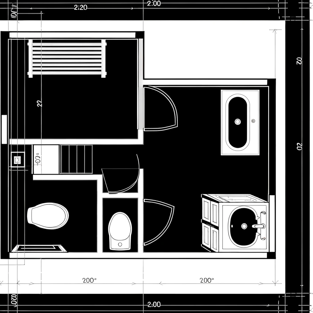 DALL·E 2024-02-20 02.46.23 - Create a clean, minimalist bathroom layout plan from an overhead view, similar to a technical drawing used in architecture. The plan should include cl